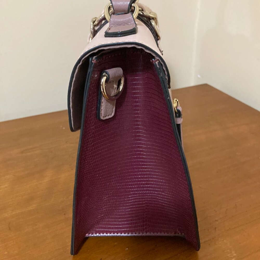 Apt 9 Handbag Purse Satchel Burgundy Pink Beige - Picture 7 of 9
